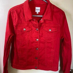 Kensie Valentine Red Denim Jacket • Size Large